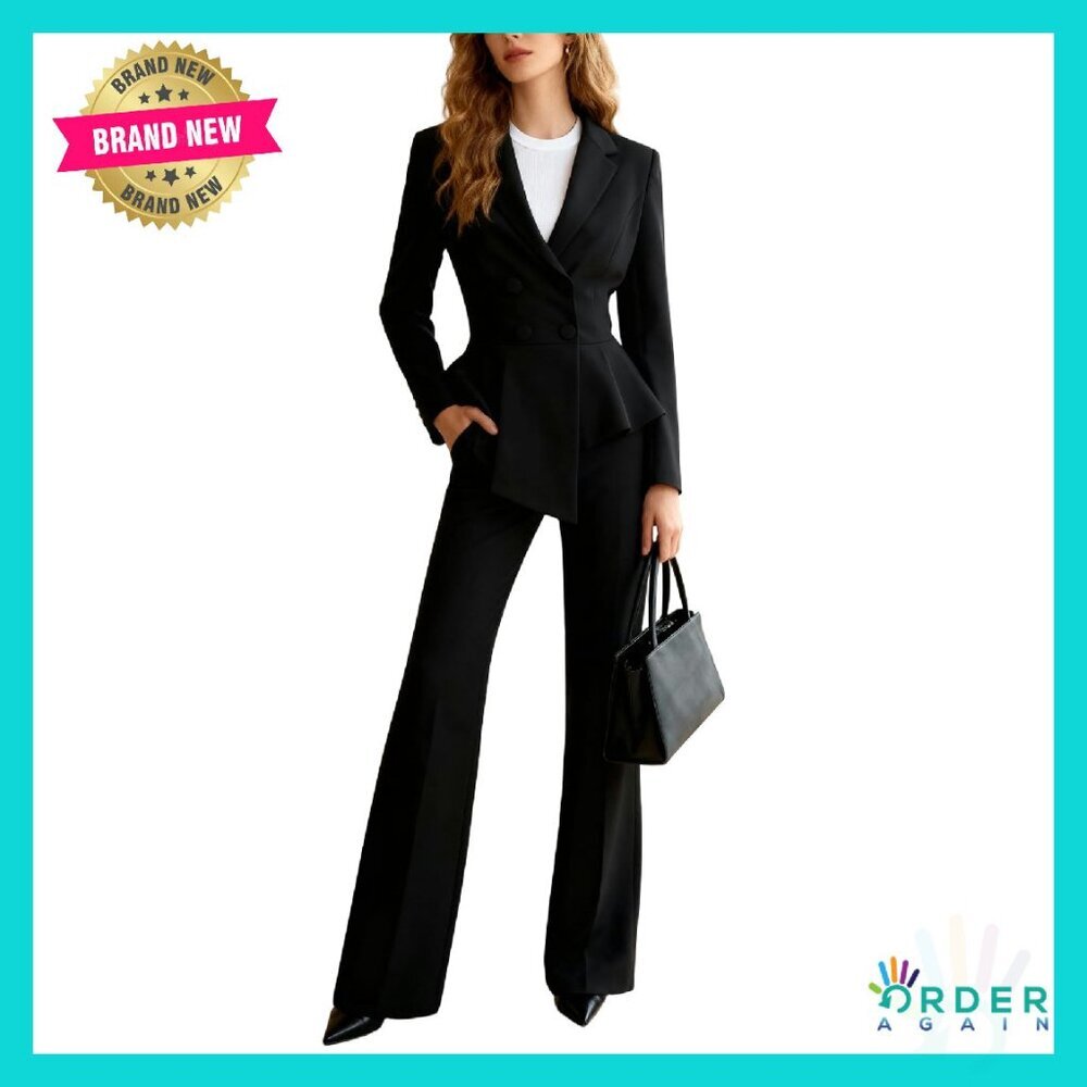 Double Breasted Blazer Pantsuit Set Elegant Business Casual Office Wear